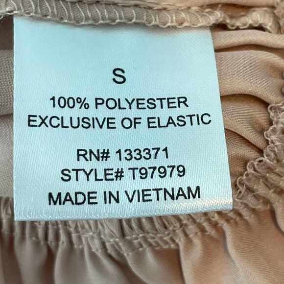 Forever 21 Satin Ruffle Trim Tie Front Top Pale Peach Square Neck Cropped S - Picture 8 of 9